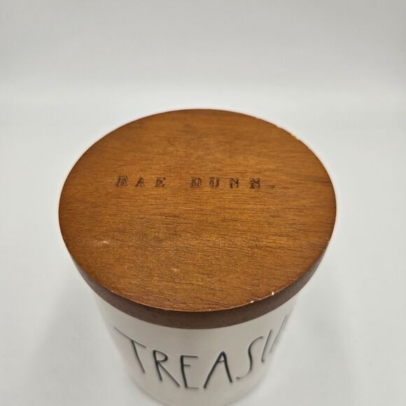 Rae Dunn TREASURES Jar Ceramic Canister White Farmhouse Storage Container - Picture 2 of 5